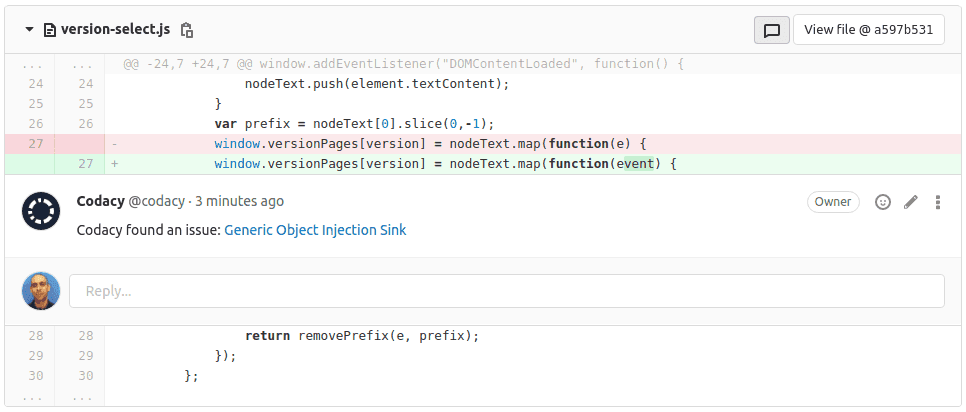Merge request comment on GitLab